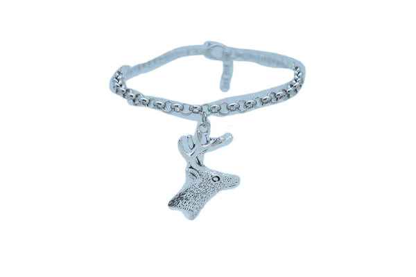 Women Boot Bracelet Silver Metal Chain Anklet Shoe Reindeer Charm Deer Winter Fashion Jewelry