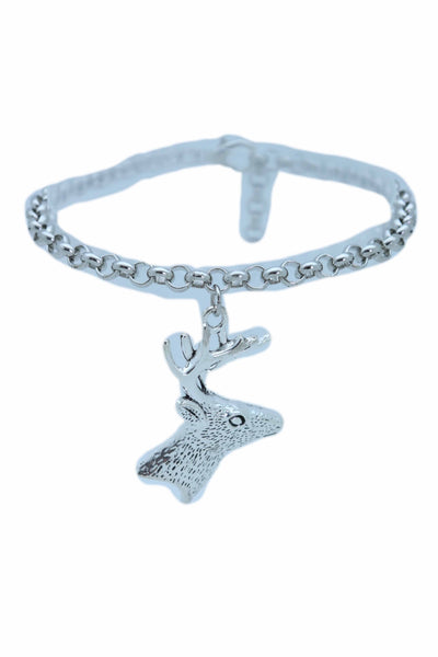Women Boot Bracelet Silver Metal Chain Anklet Shoe Reindeer Charm Deer Winter Fashion Jewelry