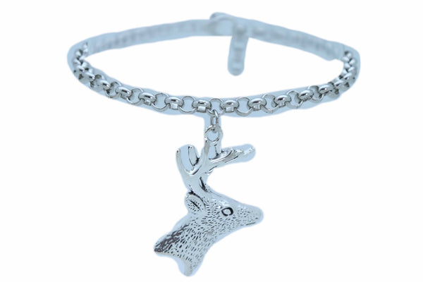 Women Boot Bracelet Silver Metal Chain Anklet Shoe Reindeer Charm Deer Winter Fashion Jewelry