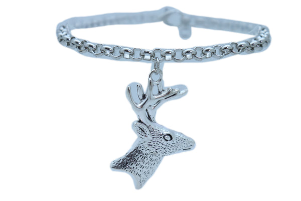 Women Boot Bracelet Silver Metal Chain Anklet Shoe Reindeer Charm Deer Winter Fashion Jewelry
