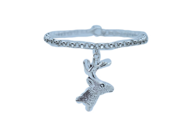 Women Boot Bracelet Silver Metal Chain Anklet Shoe Reindeer Charm Deer Winter Fashion Jewelry