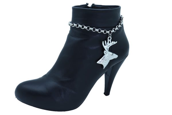 Brand New Women Boot Bracelet Silver Metal Chain Anklet Shoe Reindeer Charm Deer Jewelry