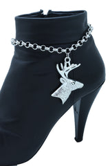 Boot Bracelet Silver Metal Chain Anklet Shoe Reindeer Charm Deer Jewelry
