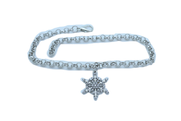Brand New Women Silver Metal Chain Boot Bracelet Shoe Winter Snowflake Bling Charm Anklet