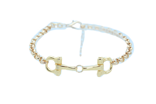 Brand New Women Gold Color Metal Chain Boot Bracelet Anklet Shoe Clasp Hook Charm Jewelry