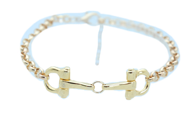 Brand New Women Gold Color Metal Chain Boot Bracelet Anklet Shoe Clasp Hook Charm Jewelry