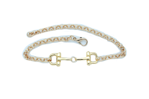 Brand New Women Gold Color Metal Chain Boot Bracelet Anklet Shoe Clasp Hook Charm Jewelry