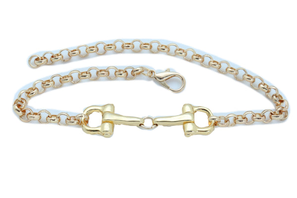 Brand New Women Gold Color Metal Chain Boot Bracelet Anklet Shoe Clasp Hook Charm Jewelry