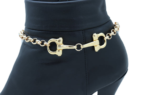 Brand New Women Gold Color Metal Chain Boot Bracelet Anklet Shoe Clasp Hook Charm Jewelry