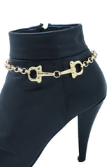 Gold Color Metal Chain Boot Bracelet Anklet Shoe Clasp Hook Charm Jewelry