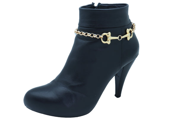 Brand New Women Gold Color Metal Chain Boot Bracelet Anklet Shoe Clasp Hook Charm Jewelry