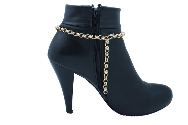 Brand New Women Gold Color Metal Chain Boot Bracelet Anklet Shoe Clasp Hook Charm Jewelry