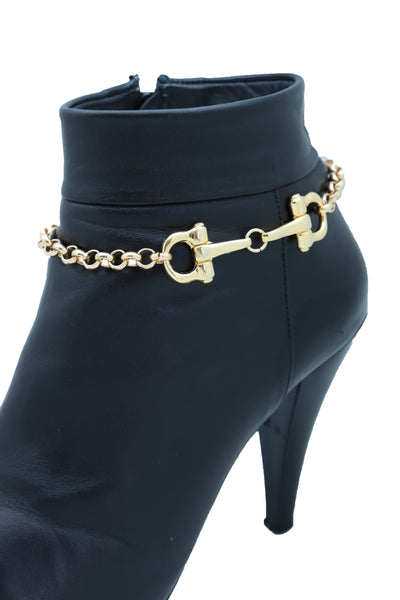 Brand New Women Gold Color Metal Chain Boot Bracelet Anklet Shoe Clasp Hook Charm Jewelry