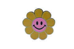 Yellow Happy Hippie Flower Enamel Metal Belt Buckle