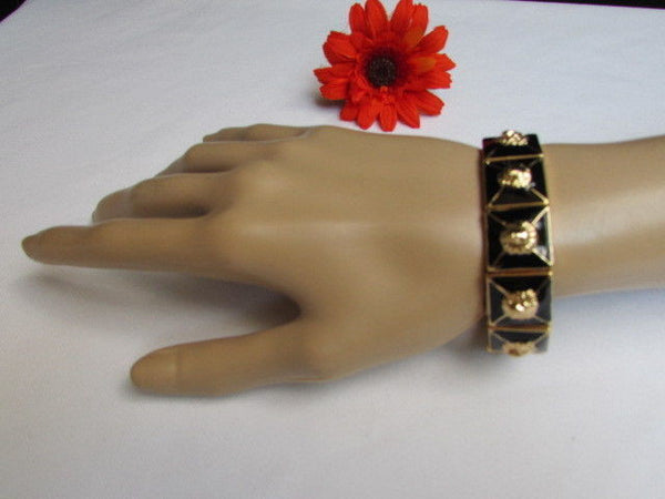 Gold Metal Elastic Bracelet Multi Mini Lion Head Black Squares New Women Fashion Accessories - alwaystyle4you - 5