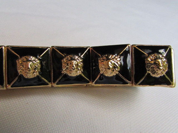 Gold Metal Elastic Bracelet Multi Mini Lion Head Black Squares New Women Fashion Accessories - alwaystyle4you - 8