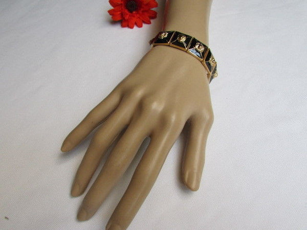 Gold Metal Elastic Bracelet Multi Mini Lion Head Black Squares New Women Fashion Accessories - alwaystyle4you - 10