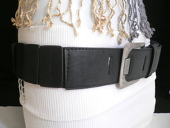 Black Hip Elastic Faux Leather Belt Square Buckle New Women Unique Fashion Accessories XS To L - alwaystyle4you - 3