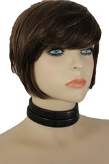 Women Sexy Black Mesh Metal 2 Wide Strands Dressy Choker Fashion Necklace Earring Set