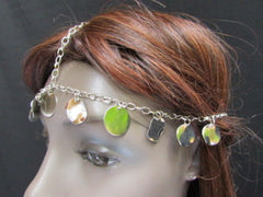 Gold Silver Metal Head Chain Forehead Multi Circlet Coin Bead Women Hair