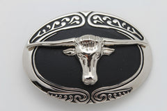 New Men Big Belt Buckle Western Cowboy Black Bull Skull Long Texas Horn Cow TX - alwaystyle4you - 3
