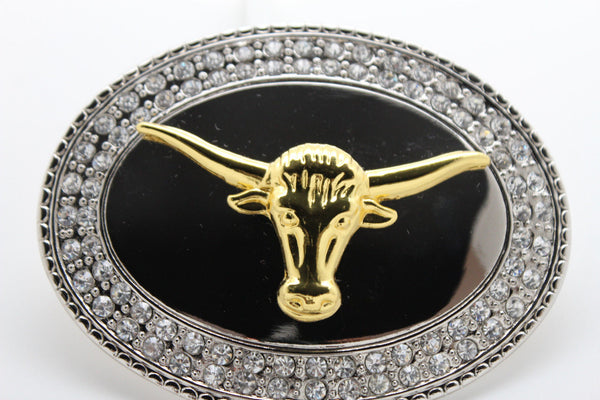 New Men Big Belt Buckle Western Cowboy Bull Long Texas Long Horn Cow Silver Gold - alwaystyle4you - 8