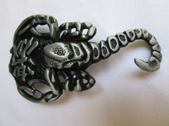 Silver Metal Big Long Black Scorpion Belt Buckle Men Fashion Cowboy Western Accessories