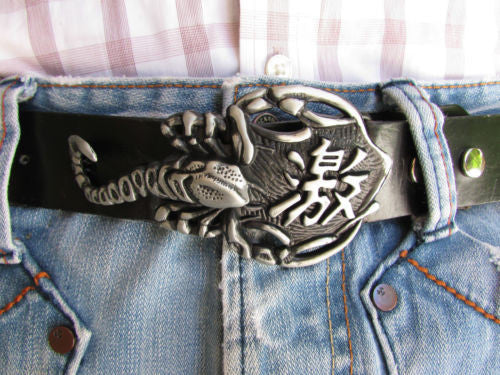 Silver Metal Big Long Black Scorpion Belt Buckle New Men Fashion Cowboy Western Accessories