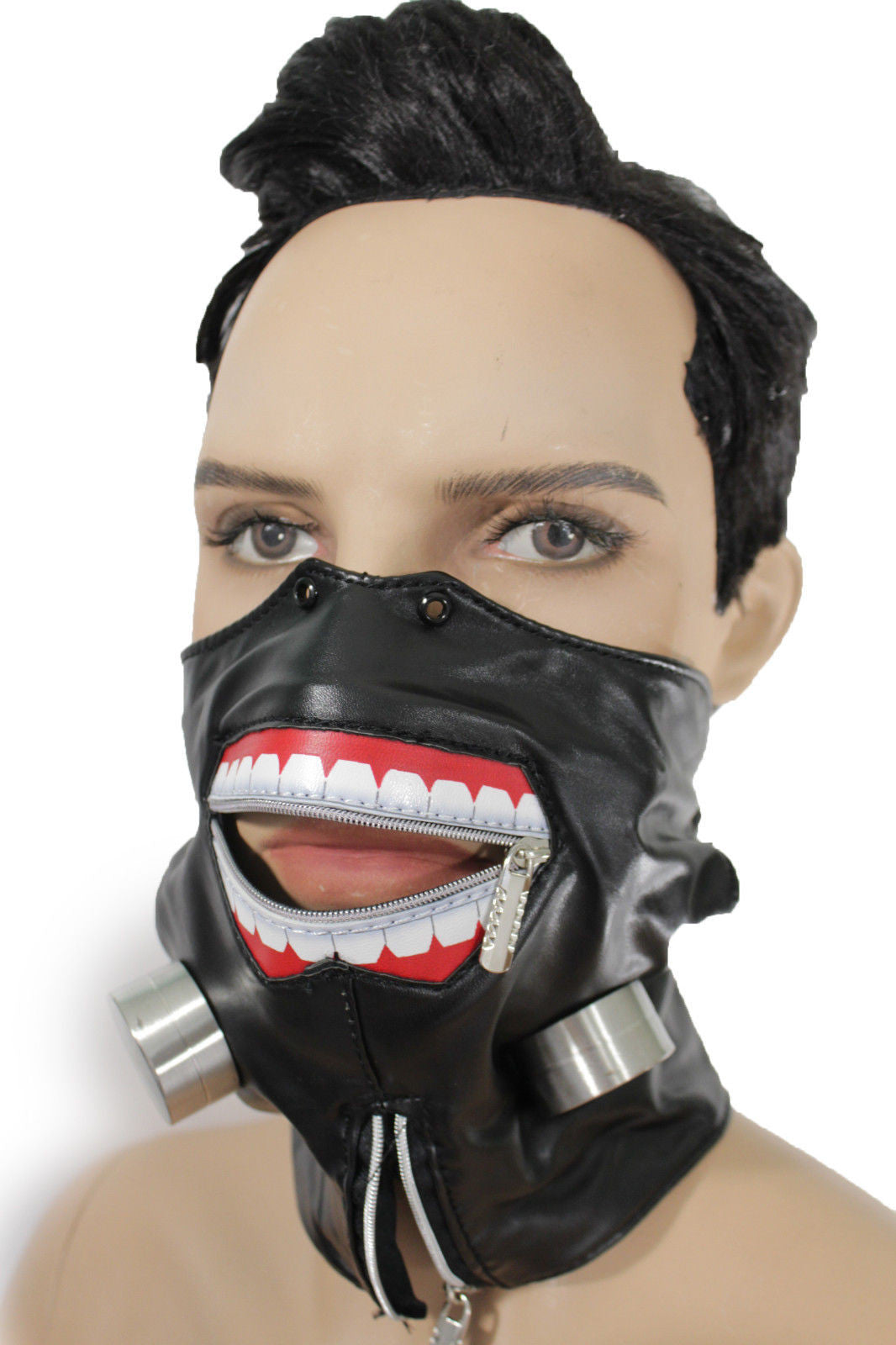 Black Faux Leather Biohazard Zipper Mouth Muzzle S&M Mask Hallowe – alwaystyle4you