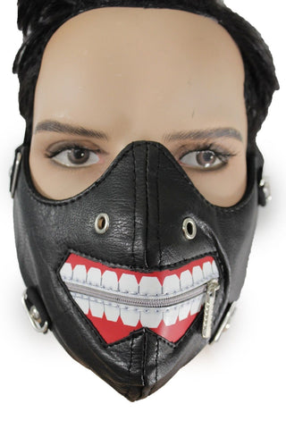 Black Faux Leather Mouth Muzzle S&M Rave Goth New Men Halloween Costume Accessories