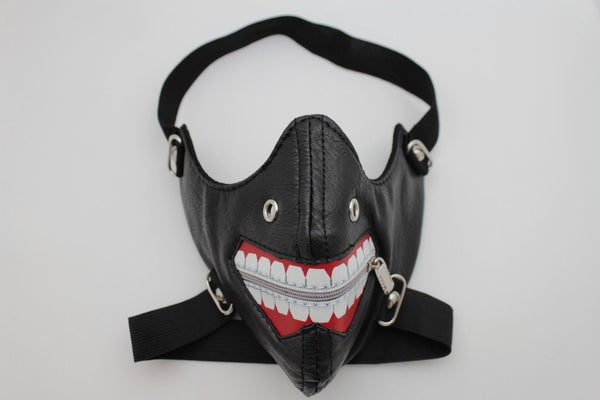 Black Faux Leather Mouth Muzzle S&M Rave Goth New Men Halloween Costume Accessories
