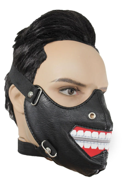 Black Faux Leather Mouth Muzzle S&M Rave Goth New Men Halloween Costume Accessories
