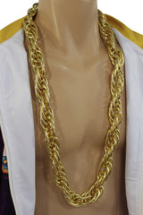 Double Chain Link Chunky Gold Metal Long Necklace