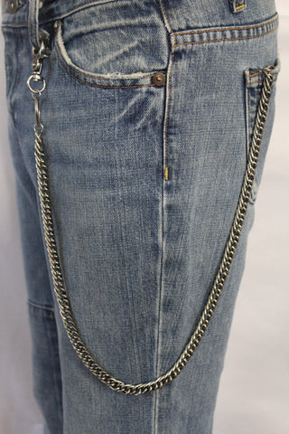 Silver Long Metal Wallet Chains KeyChain Double Clasp Strong Heavh Duty Chains Motorcycle Biker Jeans Punk Rocker New Men Fashion - alwaystyle4you - 1