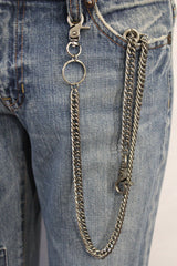 Silver Long Metal Wallet Chains KeyChain Double Clasp Strong Heavh Duty Chains Motorcycle Biker Jeans Punk Rocker New Men Fashion - alwaystyle4you - 4