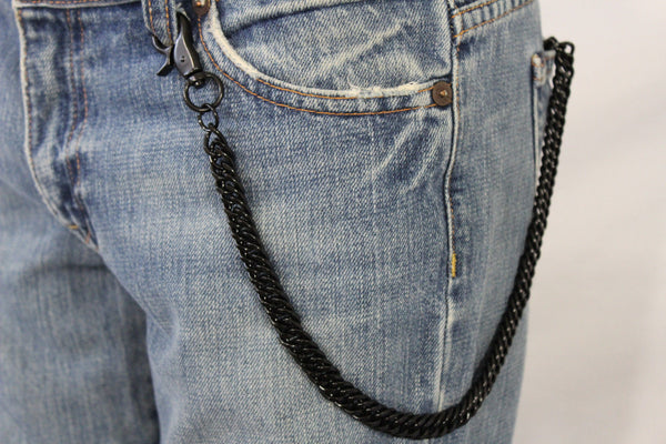 Black Classic Chunky Metal Thick Wallet Chain KeyChain Punk Roker Motorcycle Biker Jeans New Men Women Style - alwaystyle4you - 4