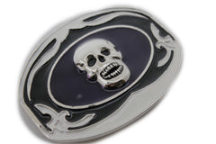 Black Big Buckle Silver Skull Skeleton Halloween Oval Gothic
