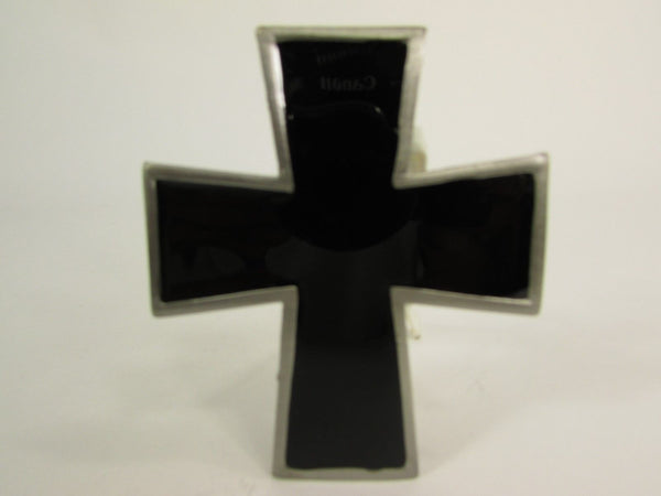 New Men Women Fashion Western Belt Buckle Silver Metal Geometric Black Cross - alwaystyle4you - 4
