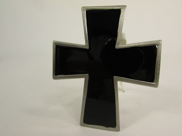 New Men Women Fashion Western Belt Buckle Silver Metal Geometric Black Cross - alwaystyle4you - 6