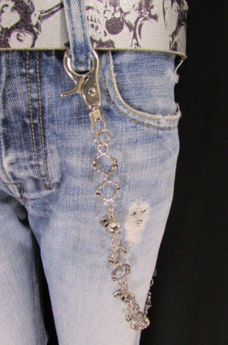 Silver Metal 25" Long Wallet Key Chain Links Skeleton Skulls Rings Rocker Punker Punk Rock New Men Fashion - alwaystyle4you - 8