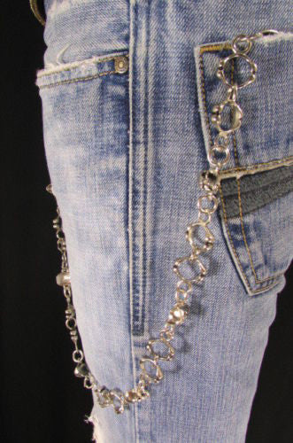 Silver Metal Long Wallet Key Chain Links Skeleton Skulls Rings Rocker Punker Punk Rock Men Accessories