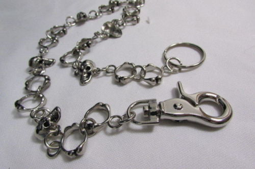 Silver Metal 25" Long Wallet Key Chain Links Skeleton Skulls Rings Rocker Punker Punk Rock New Men Fashion - alwaystyle4you - 10