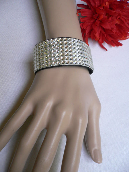 Silver Elastic Band Bracelet Heart Closer Rhinestones Retro Style New Women Fashion Accessories - alwaystyle4you - 3