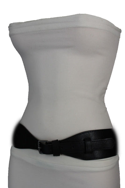 Brown / Black Elastic Stretch Back Band Hip High Waist Belt Metal Buckle New Women Fashion Accessories Size S M - alwaystyle4you - 17