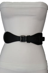 Brown / Black Elastic Stretch Back Band Hip High Waist Belt Metal Buckle New Women Fashion Accessories Size S M - alwaystyle4you - 4