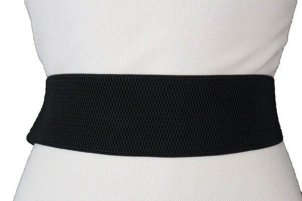 Brown / Black Elastic Stretch Back Band Hip High Waist Belt Metal Buckle New Women Fashion Accessories Size S M - alwaystyle4you - 5
