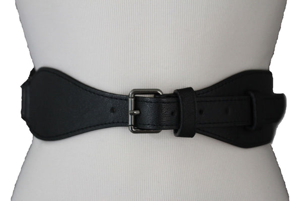Brown / Black Elastic Stretch Back Band Hip High Waist Belt Metal Buckle New Women Fashion Accessories Size S M - alwaystyle4you - 6