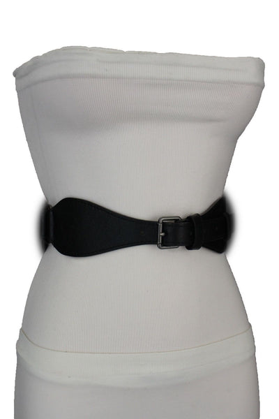 Brown / Black Elastic Stretch Back Band Hip High Waist Belt Metal Buckle New Women Fashion Accessories Size S M - alwaystyle4you - 12