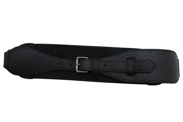 Brown / Black Elastic Stretch Back Band Hip High Waist Belt Metal Buckle New Women Fashion Accessories Size S M - alwaystyle4you - 13