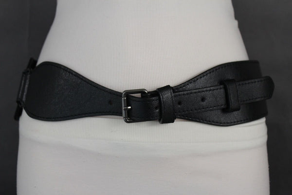 Brown / Black Elastic Stretch Back Band Hip High Waist Belt Metal Buckle New Women Fashion Accessories Size S M - alwaystyle4you - 14
